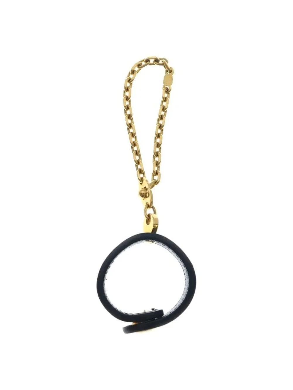 Hermes Leather Chain Glove Holder Black Gold Gloves
